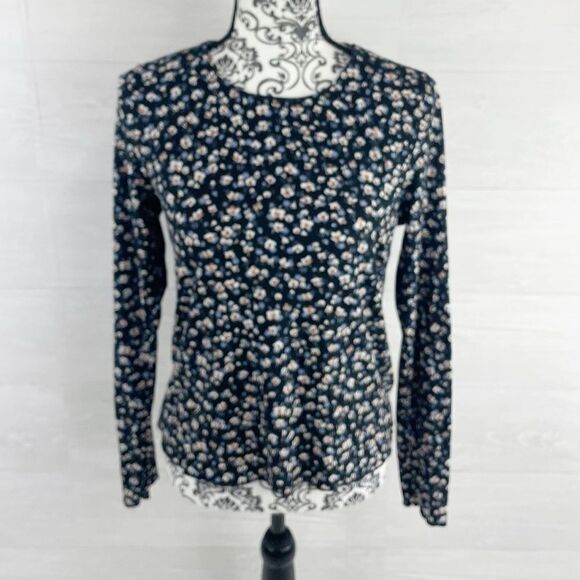 Bohme Floral Scalloped Hem Textured Crewneck Top - Picture 1 of 7